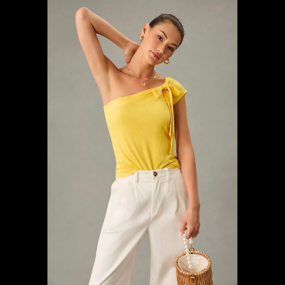 Anthropologie Maeve One-Shoulder Bow Top - Picture 5 of 16